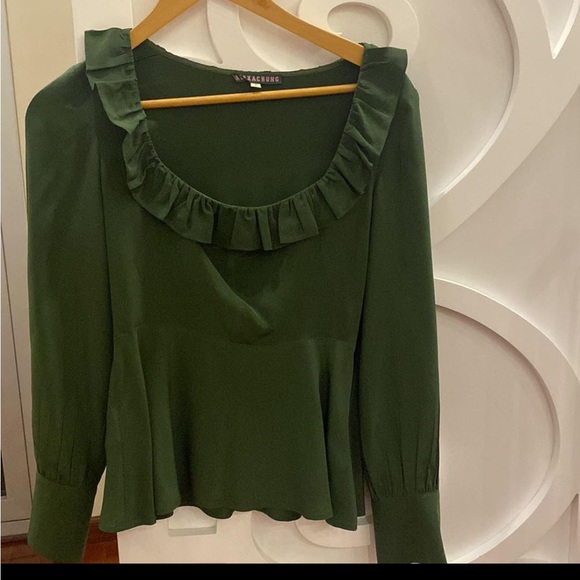 Alexa Chung emerald green silk blouse - Picture 4 of 10